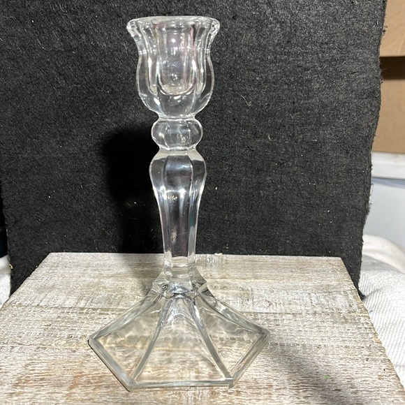 unknown Accents Vintage Cut Glass Candle Holder 7 2 Inches Tall